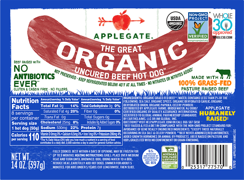 applegate great organic hot dog