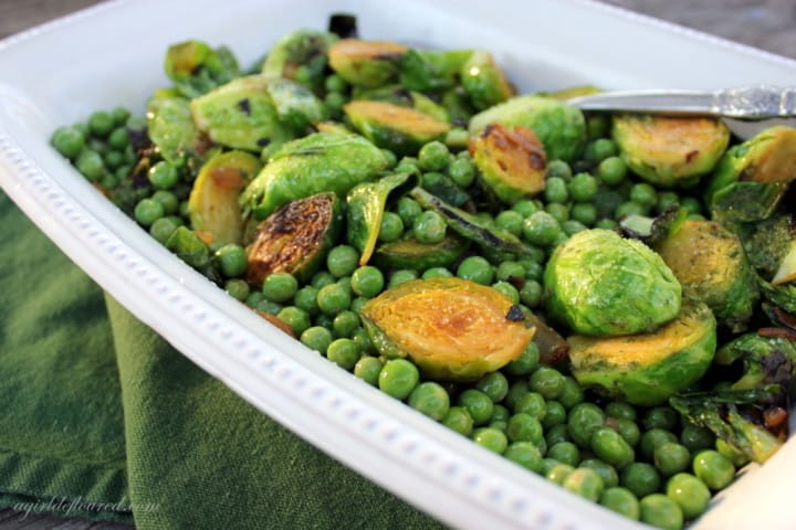Peas & Brussels Sprouts with Mint Jalapeño Vinaigrette