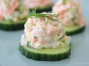 Dilly Salmon Salad on Cucumber Rounds
