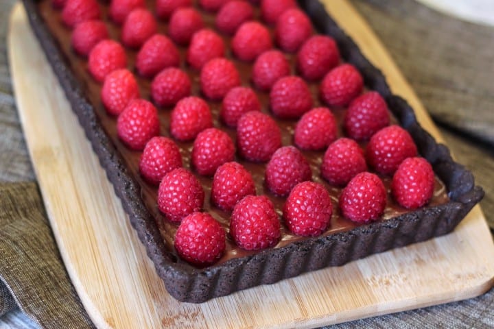 Gluten Free Vegan Chocolate Raspberry Tart | Sarah Bakes