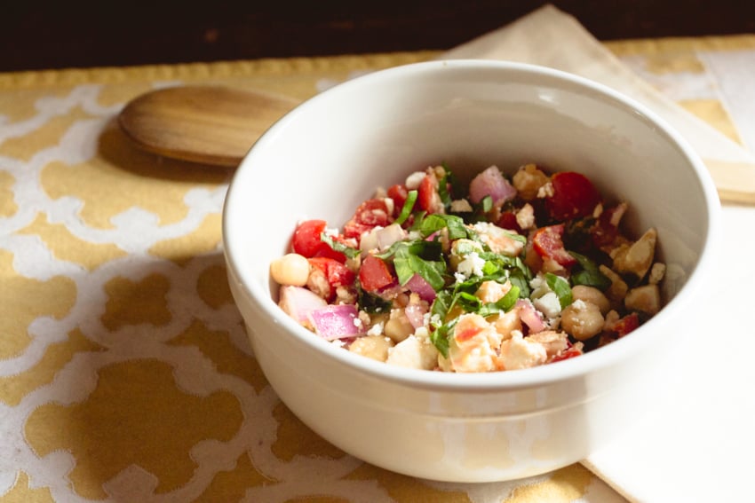 creamy, easy Chickpea Salad in a bowl