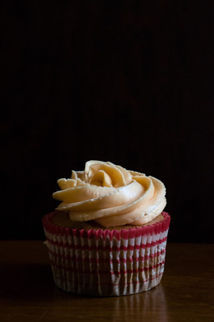 Gluten-Free Almond Cupcakes with Honey Merengue Buttercream and Apricot Filling