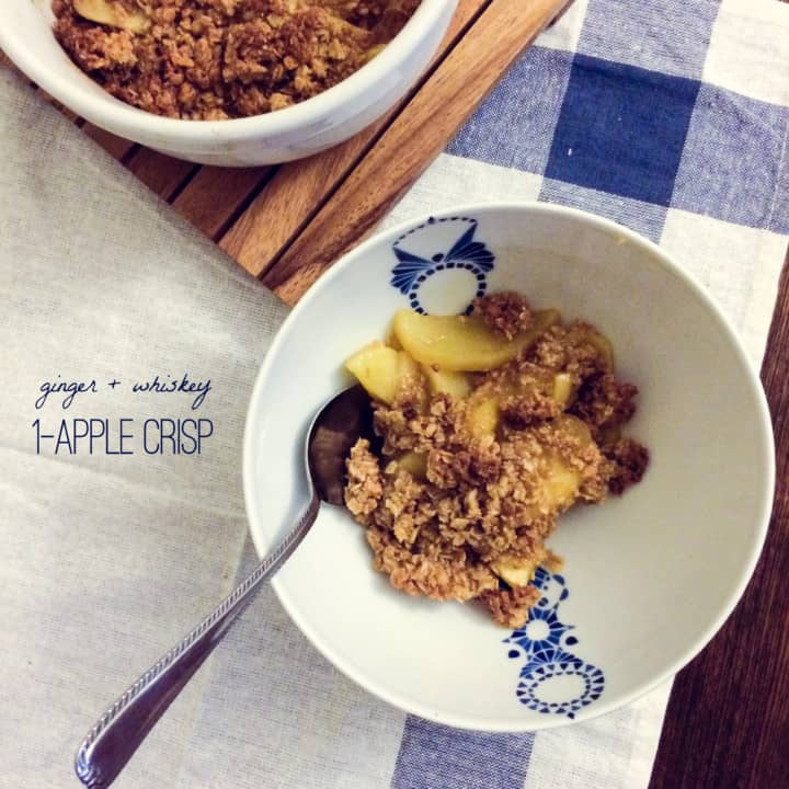 Single Serving Apple Crisp with Ginger and Whiskey