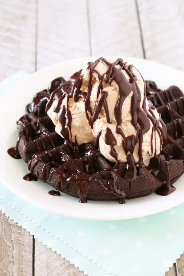 waffles with vanilla ice cream