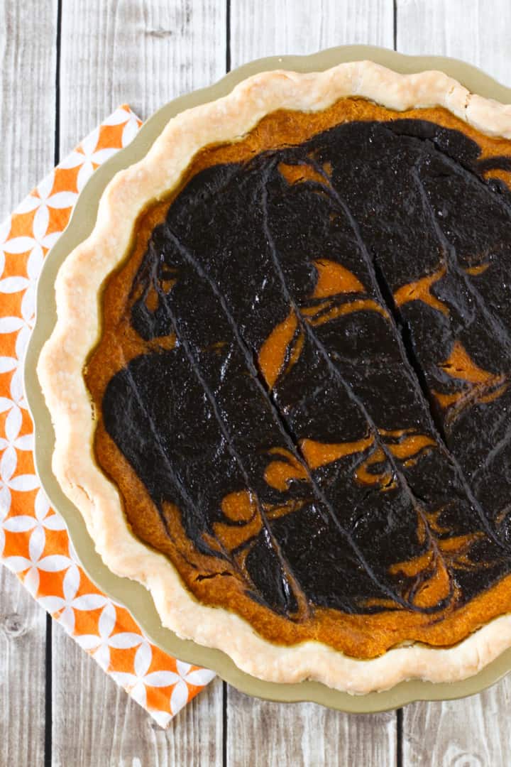 Chocolate Swirled Gluten-Free Vegan Pumpkin Pie