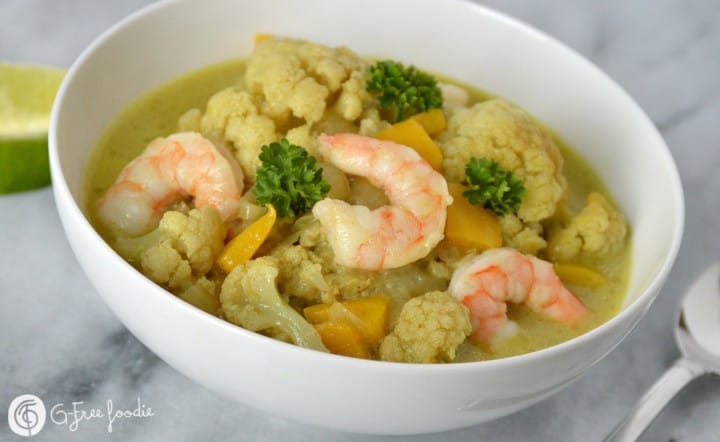 Easy Green Gluten-Free Curry Recipe With Cauliflower And Shrimp