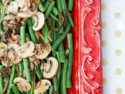 Fresh Green Beans with Mushrooms and Crispy Shallots