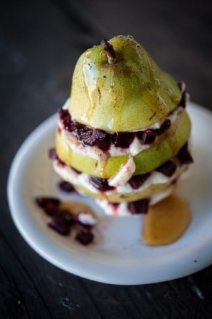 pear salad with goat cheese roasted beet salad stack