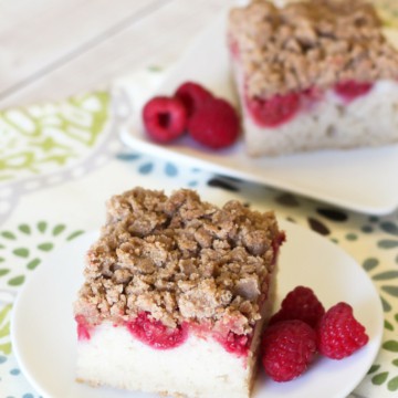 raspberry vegan coffee cake slices