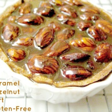 gluten-free caramel hazelnut tart