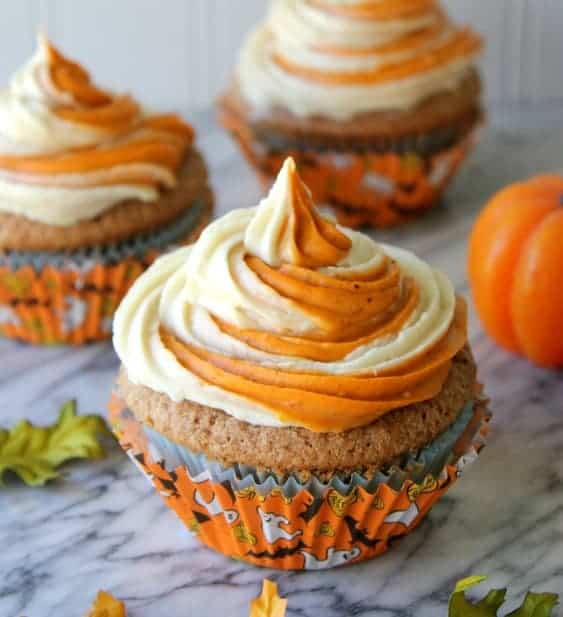 gluten free spice pumpkin cupcakes pumpkin swirl - gluten free cupcakes for fall