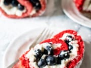 red white and blue dessert red cake roll with blueberries