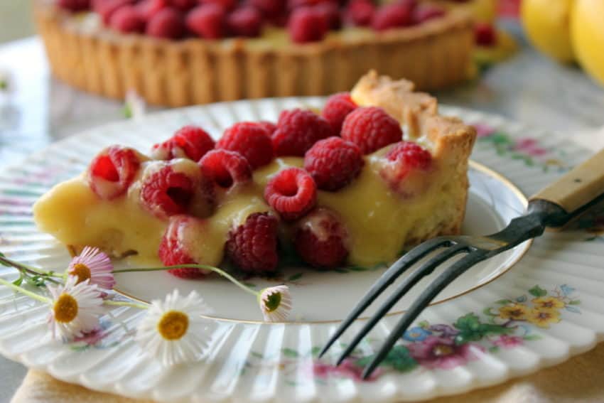 best lemon raspberry tart slice