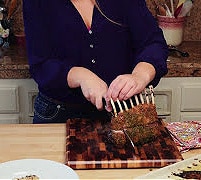 slicing lamb chops cooked in the oven