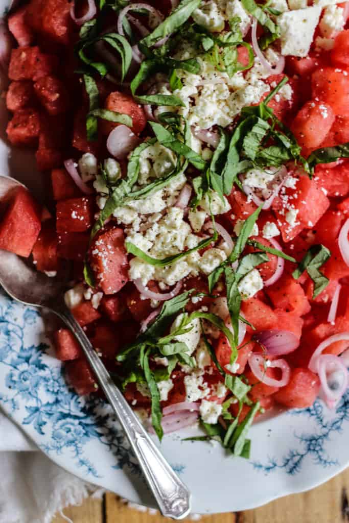 Watermelon Salad with Feta and Basil recipe