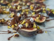 Fresh Figs with Date Caramel, Dark Chocolate + Pistachios | Vegan + Paleo