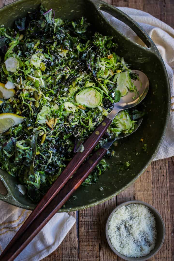 Crazy Delicious Kale and Brussels Sprouts Salad