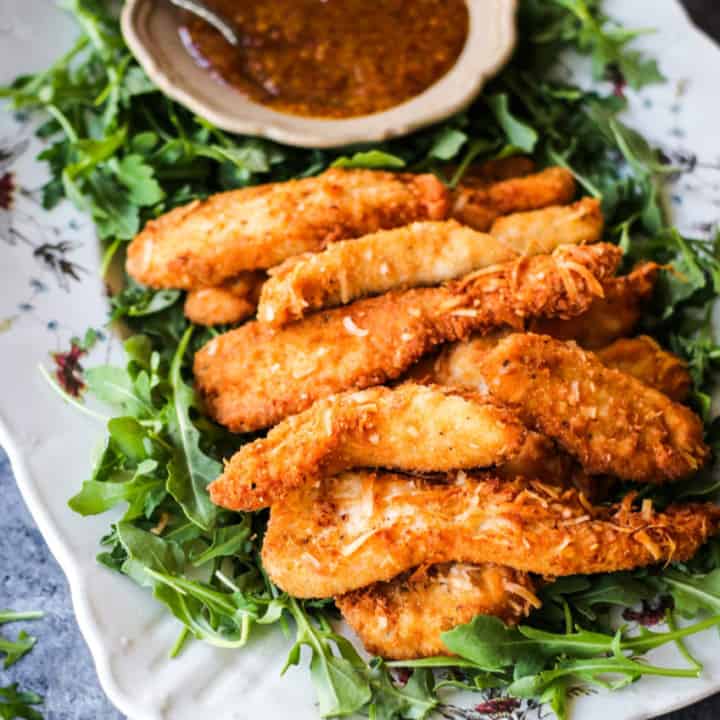 Grain Free Chicken Strips with Tangy Apricot Mustard Sauce