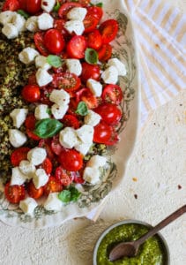 Easy Pesto Quinoa with Tomatoes & Fresh Mozzarella recipe