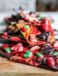 red and green Christmas candy bark