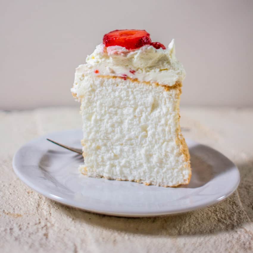 gluten-free angel food cake with homemade whipped cream