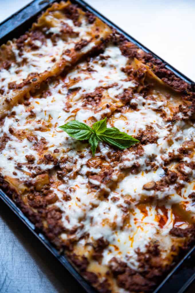 a pan of lasagna