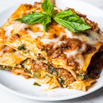 A plate of homemade lasagna