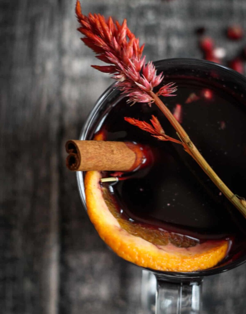 Top down view of Warm Winter Wine - Mulled Wine
