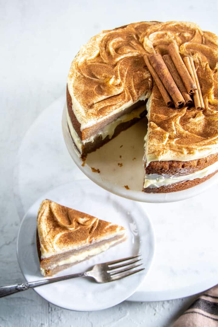 Snickerdoodle Cake with Cream Cheese Frosting - Katiebird Bakes