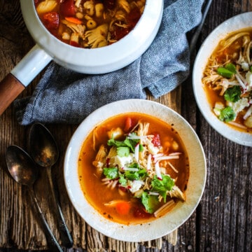 chicken pozole stew in the slow cooker