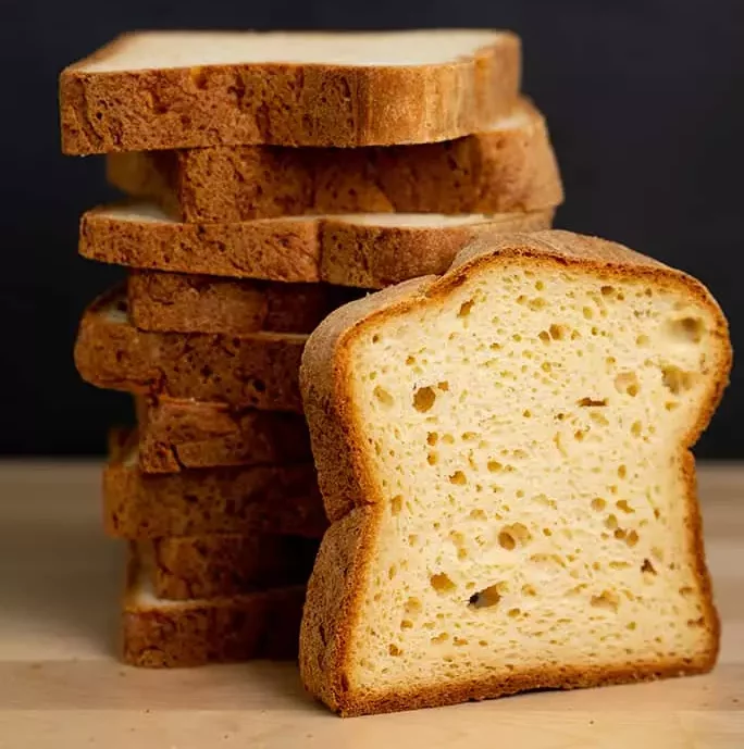 stack of slices of gluten-free potato bread from Gluten Free on a Shoestring
