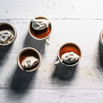 Teacups of Chocolate Pots de Creme.