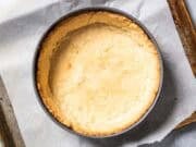 Looking into an empty par baked pie shell.